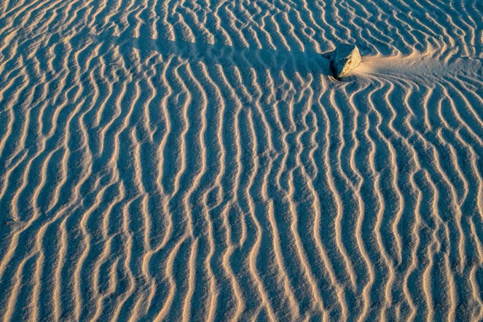 The morning sun illuminates the sand dunes along NC 12 at the Oregon Inlet Life-Saving Station on Wednesday, June 30, 2021 in Rodanthe, N.C.