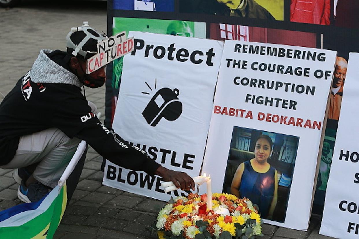 Candlelight vigil for slain corruption fighter Babita Deokaran in Johannesburg. Photo by Fani Mahuntsi/Gallo Images via Getty Images