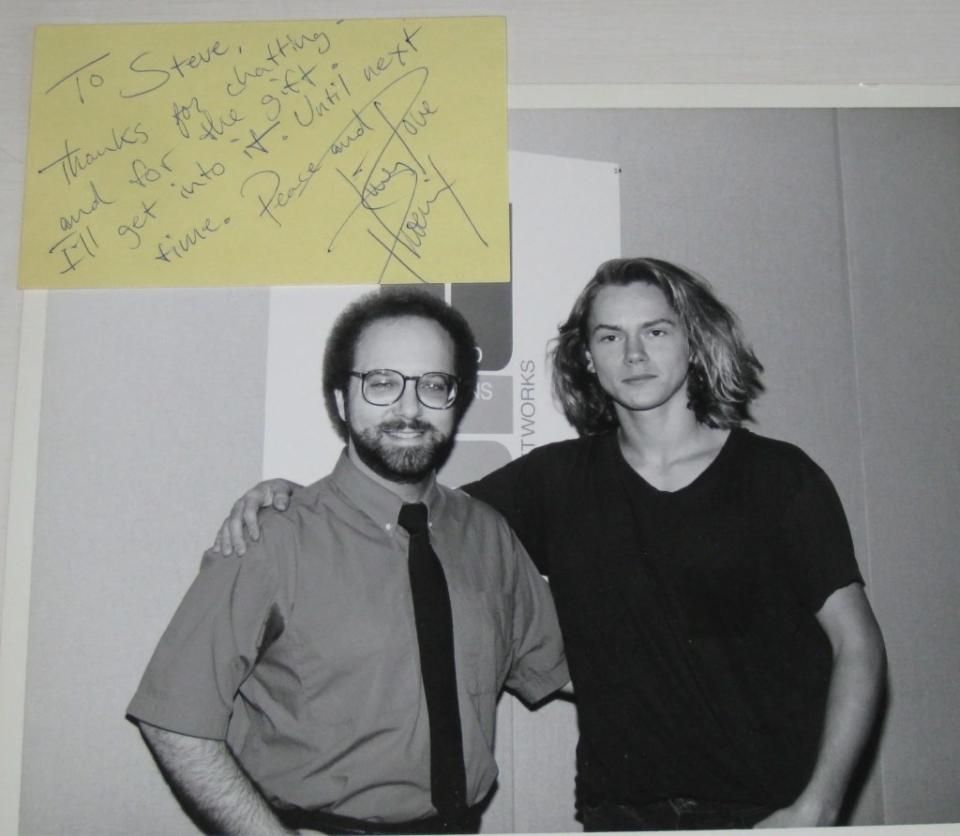 The author, Steve North, and River Phoenix after their interview (Courtesy: Steve North)