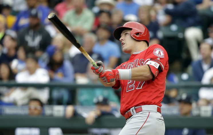 Mike Trout has never finished lower than second in AL MVP voting. (AP Photo)