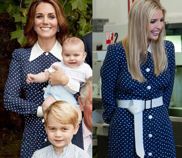 Kate was twinning with Ivanka in Prince Charles’ 70th birthday family photo. Source: Getty