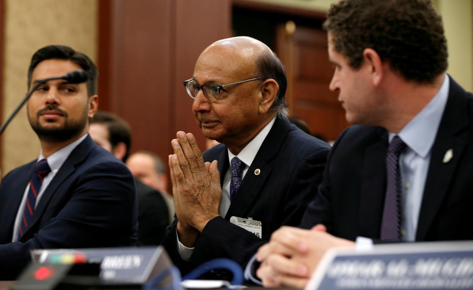 FILE PHOTO: Gold-Star father Khizr Khan, father of U.S. Army Captain Humayun Khan who was killed in 2004 in Iraq, takes part in a discussion panel on the Muslim and Refugee ban in the U.S. Capitol in Washington, U.S., February 2, 2017. REUTERS/Kevin Lamarque/File Photo