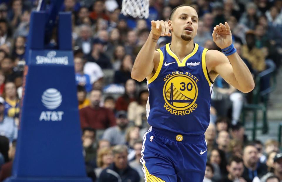 Stephen Curry got the best of Luka Doncic and the Mavericks in a thriller capped by his game-winning 3-pointer. (Getty)