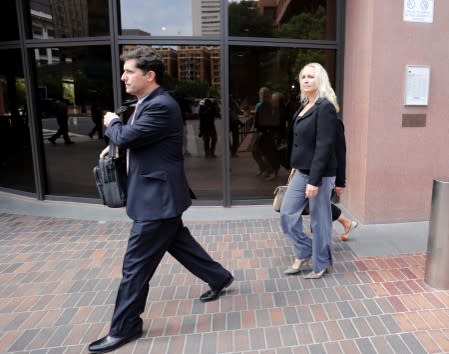 U.S. Rep. Duncan Hunter's wife Margaret Hunter leaves the federal court in San Diego