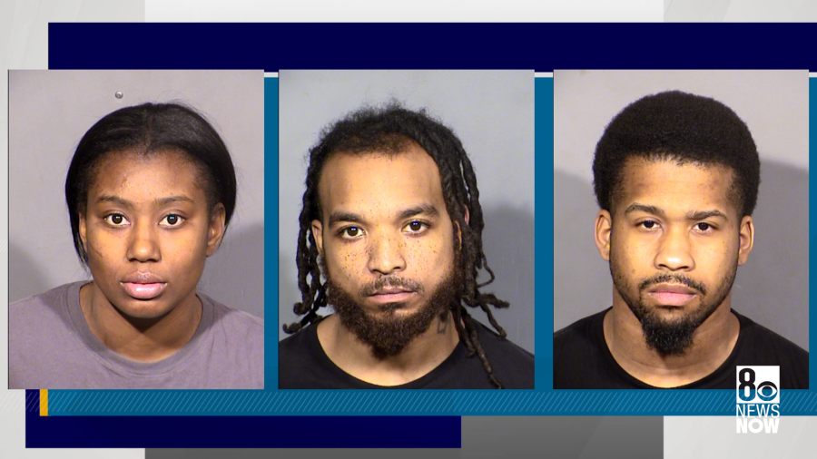 <em>Earlier this year, Las Vegas Metro police arrested Denzale Lee (center); Raven Queen (left); and Antonio Washington right), on charges relating to a series of burglaries, officers said.</em>