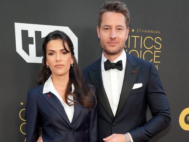 <p>Kevin Mazur/Getty</p> Sofia Pernas and Justin Hartley attend the 27th Annual Critics Choice Awards on March 13, 2022 in Los Angeles, California.