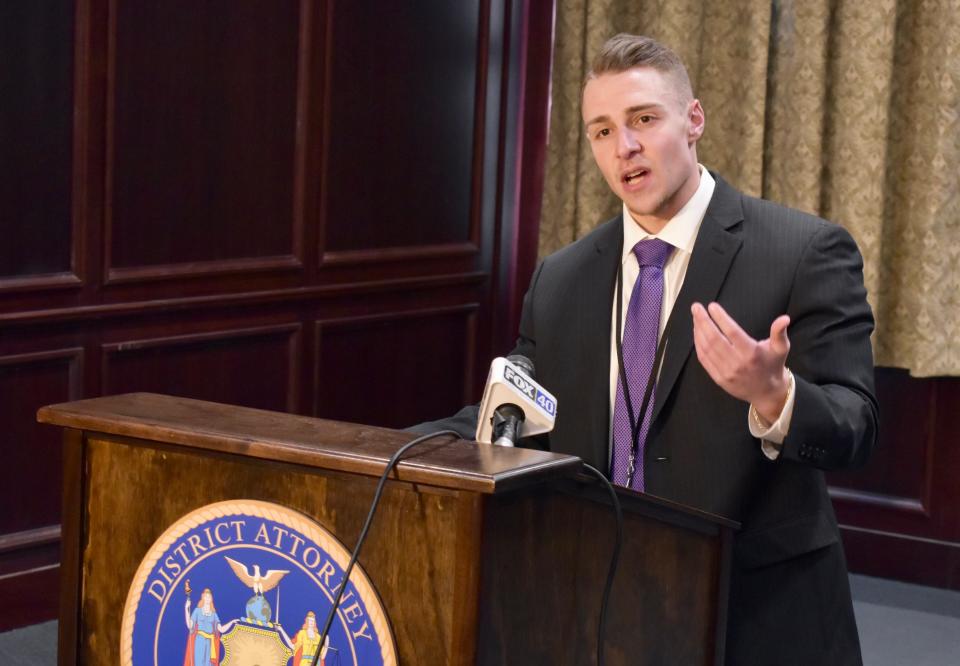 Broome County Assistant District Attorney Anthony Frank discusses the prosecution of Binghamton resident Larry Harris at a press conference following a sentencing hearing Friday, Jan. 21.