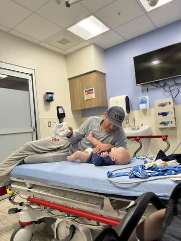 <p>Laura Rutledge/X</p> Josh Rutledge photographed with his son, Jack Rutledge, at the hospital