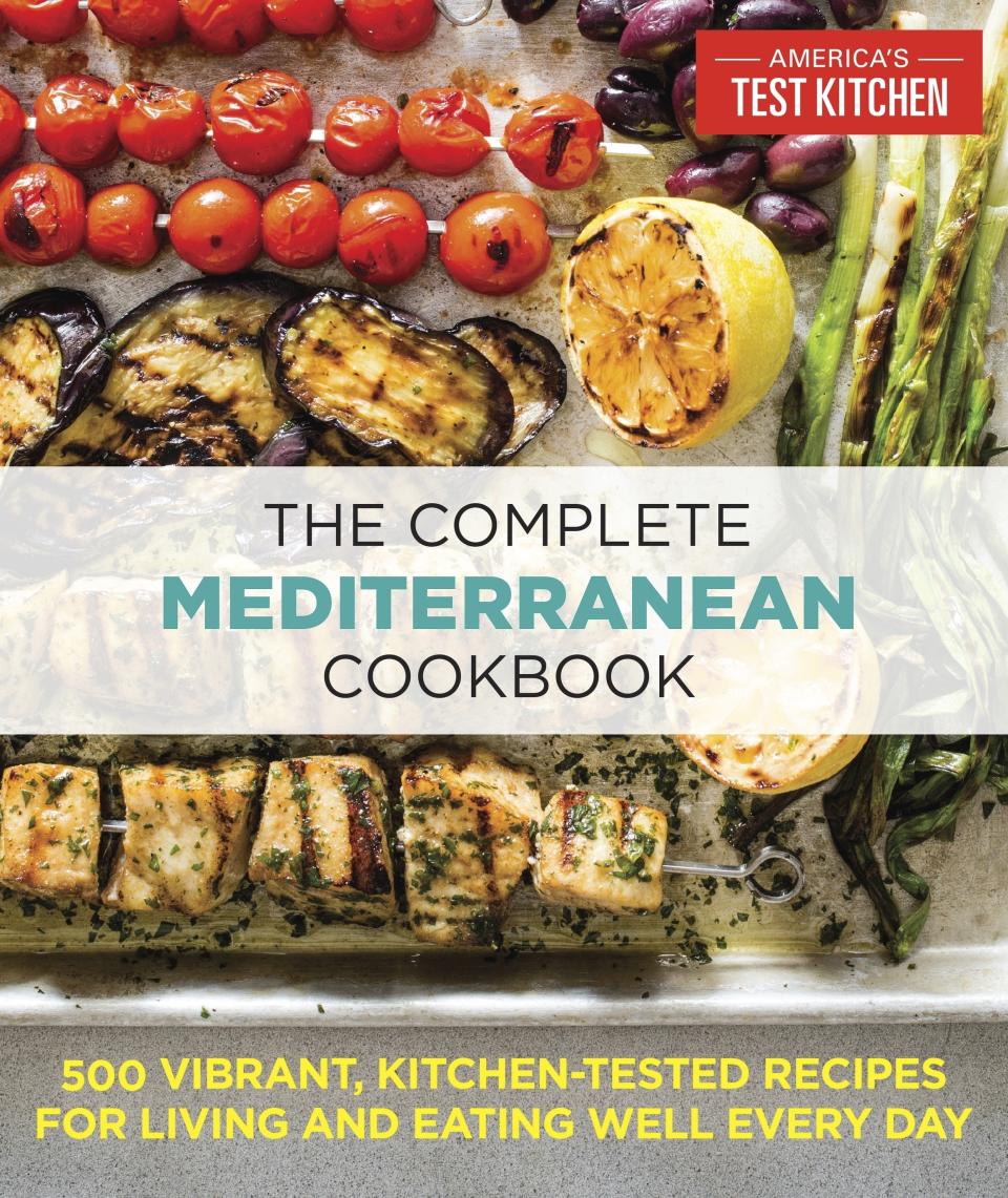 This image provided by America's Test Kitchen in December 2018 shows the cover for the cookbook "Complete Mediterranean." It includes a recipe for Tabbouleh. (America's Test Kitchen via AP)