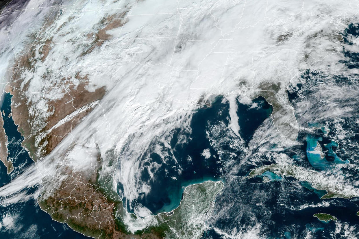 A Satellite image across the southern United States on Jan. 24, 2024. (NOAA)
