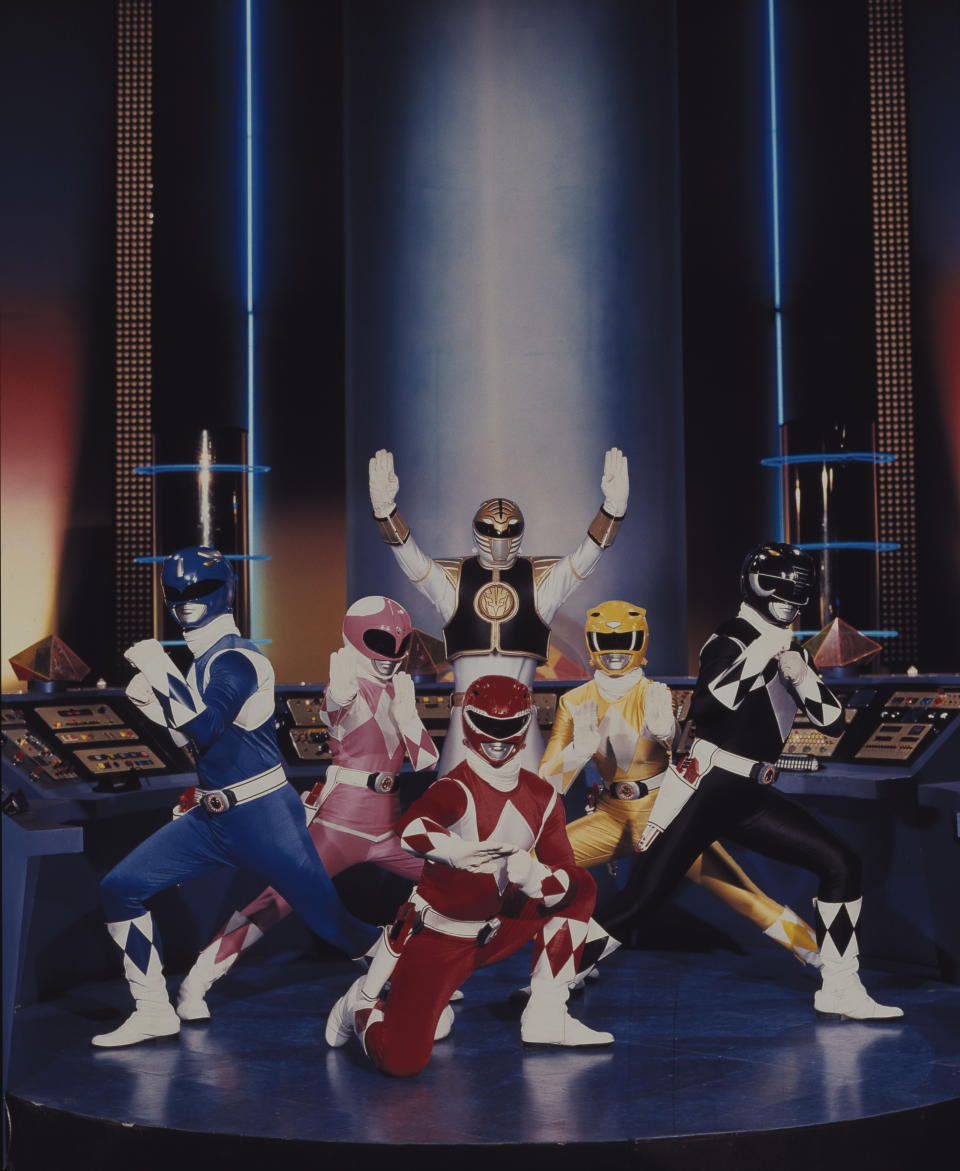 In this publicity photo provided by Saban Brands, a scene from the "Mighty Morphin Power Rangers" TV show is shown. "Power Rangers" will commemorate its 20th anniversary with a panel, "Power Rangers: 20 Years and Beyond" at Comic Con on July 12, 2012, in San Diego. (AP Photo/Saban Brands)