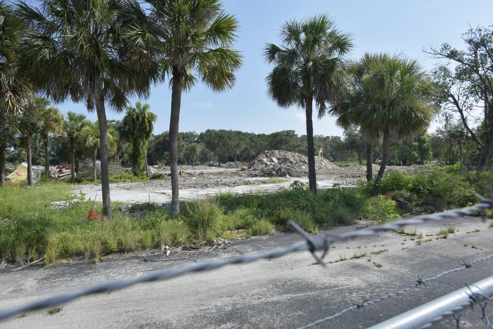 The site of the old Thunderbird Motor Hotel north of the Arlington Expressway  which opened in the late 1950s is in the process of being cleared after multiple changes of ownership and a major fire, Tuesday morning, August 1, 2023. [Bob Self/Florida Times-Union]