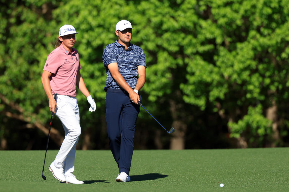 Cameron Smith and Scottie Scheffler, pictured here in action during the final round of the Masters.