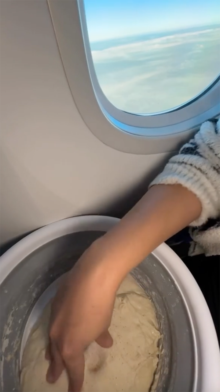 Bread dough on plane