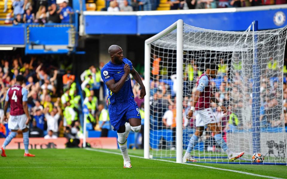 Chelsea's Romelu Lukaku celebrates scoring their first goal - REUTERS