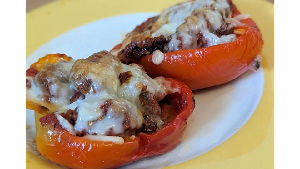 Classic Italian Stuffed Peppers on a plate.