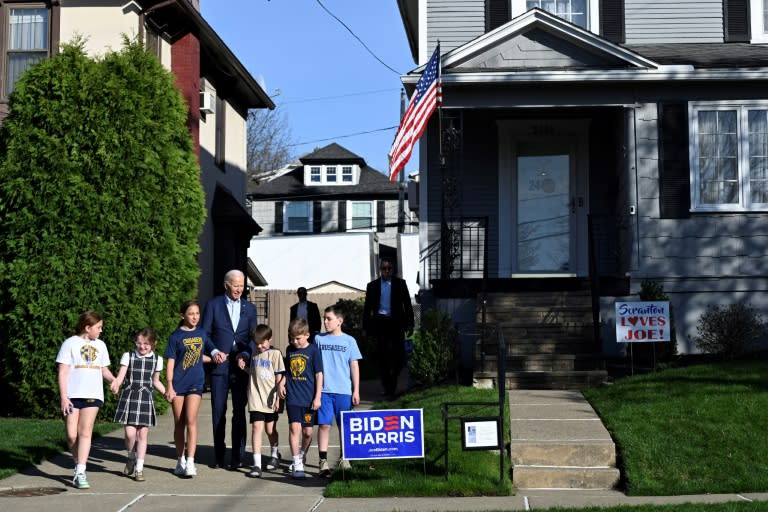 President Joe Biden visited his childhood home in Scranton, Pennsylvania while on a campaign visit there (ANDREW CABALLERO-REYNOLDS)