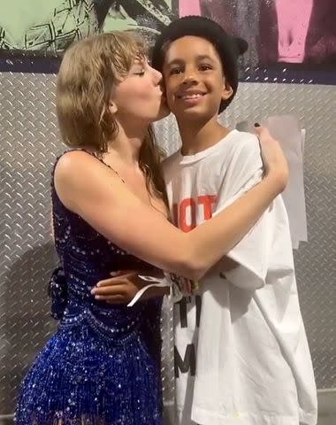 <p>Instagram/aliciakeys</p> Alicia Keys' son Genesis poses with Taylor Swift at the Eras Tour