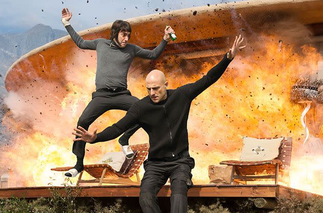 Nobby (aka Sacha Baron Cohen) stars alongside Mark Strong in the hilarious new spy film. Photo: Roadshow Films