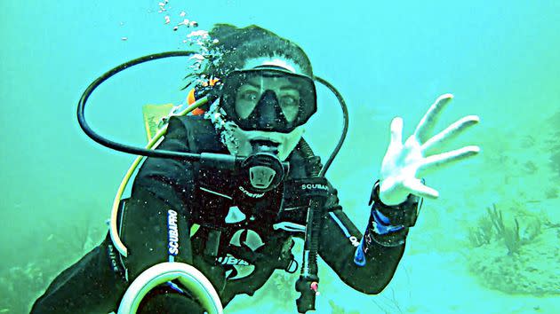 The author diving at Miami, Florida's Anglers Reef in 2019. (Photo: Courtesy of Lisa Ellen Niver)