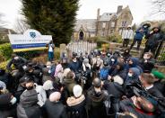 Protesters outside Batley Grammar School