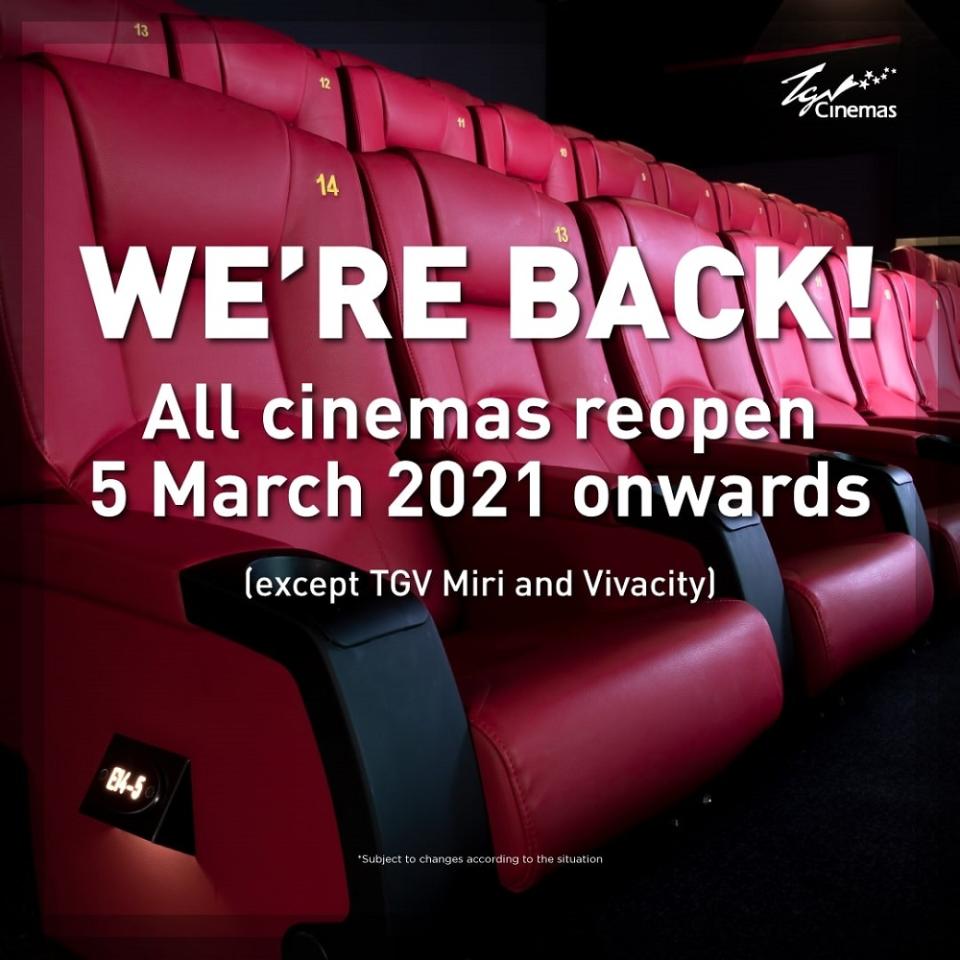 TGV Cinemas is eager to welcome moviegoers to its halls with a range of movies and offers. — Picture courtesy of TGVCinemas