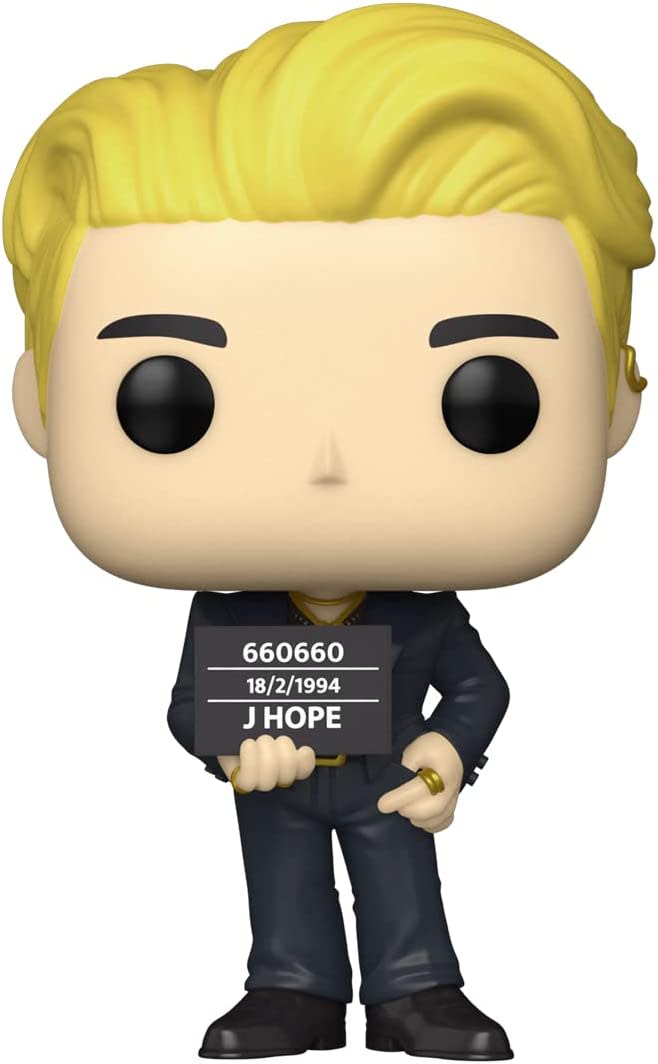 J Hope pop vinyl in a suit with blonde hair