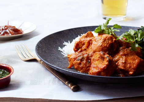 Chicken Tikka Masala: The yogurt helps tenderize the chicken; the garlic, ginger, and spices in the marinade infuse it with lots of flavor.