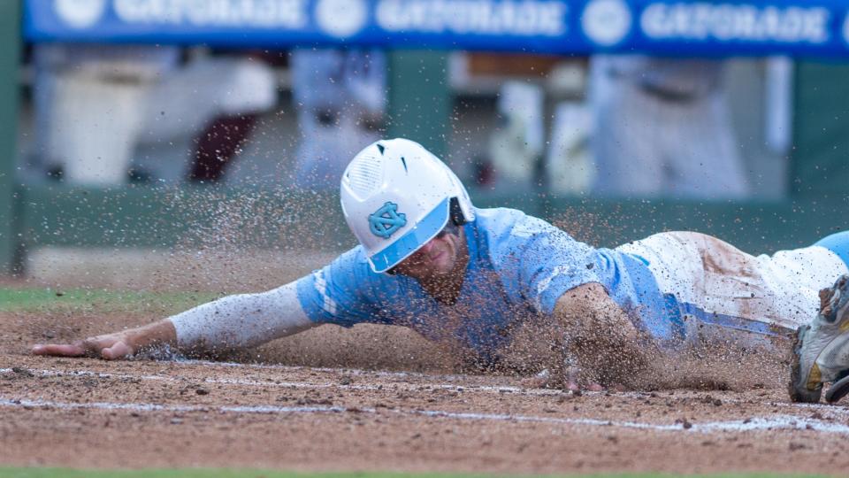 Freshman outfielder Vance Honeycutt and North Carolina defeated Notre Dame in the ACC baseball tournament semifinals Saturday at Truist Field in Charlotte.