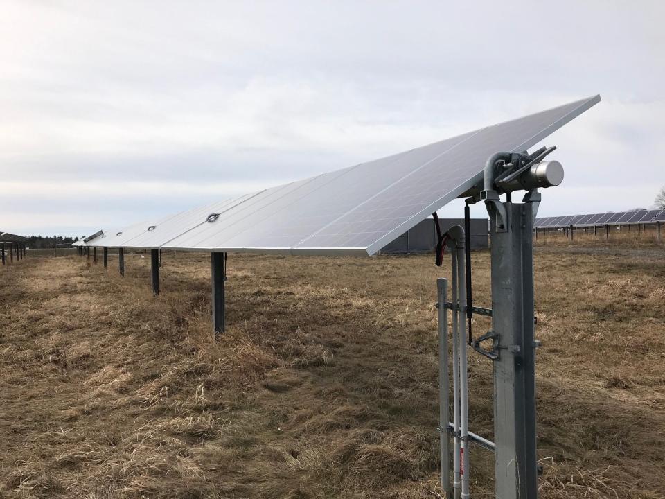 Solar panels cover more than 30 acres in Panton to power its microgrid, as seen on March 16, 2021.