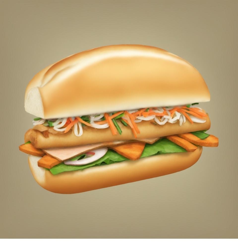 Illustration of a sandwich with lettuce, tomato, onions, and sliced meat