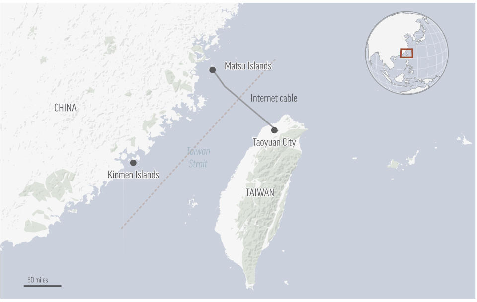 Chunghwa Telecom, Taiwan’s largest service provider and owner of the two submarines cables says Chinese vessels cut cables that serve Matsu islands.