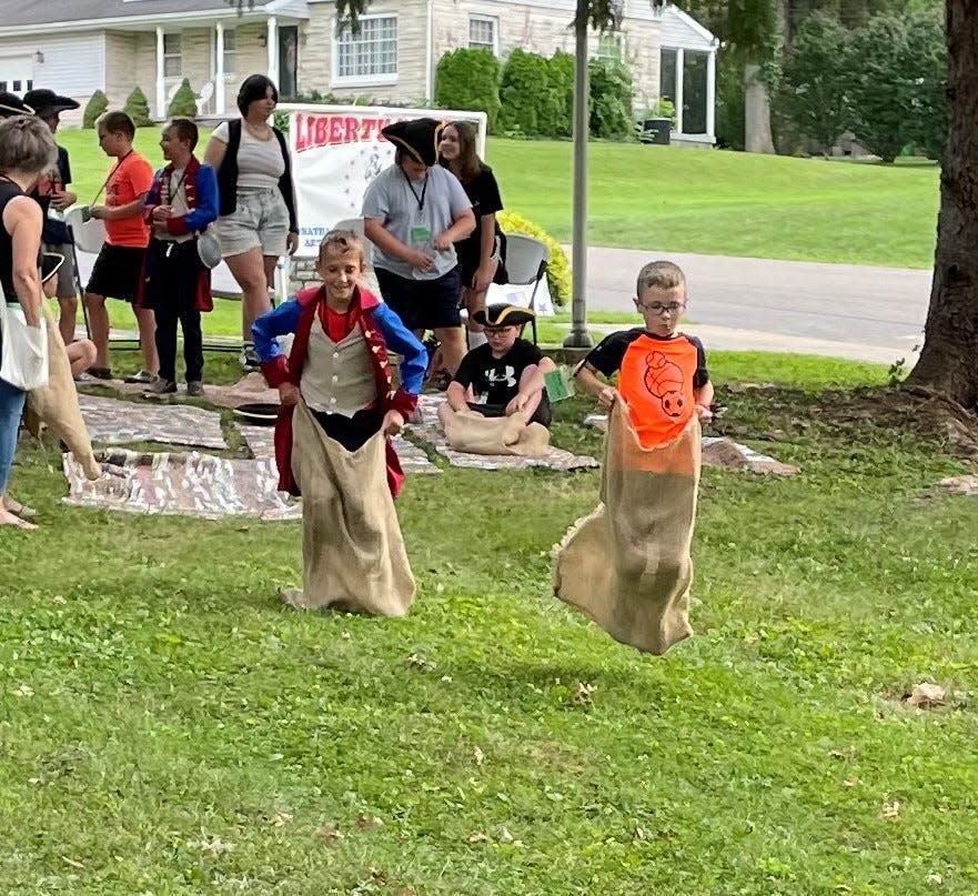 Campers at the Ross Liberty Camp participated in traditional games from the period. Sack races were a common way for kids to cure boredom during the Revolutionary War.