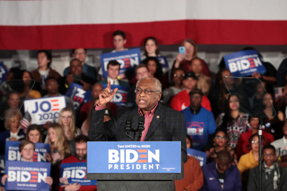 Rep. Jim Clyburn (D-S.C.) endorsed President Joe Biden ahead of the South Carolina primary. He now wants Biden to uphold his promise to have the backs of Black people by getting the For The People Act through the Senate.  (Photo: Scott Olson via Getty Images)