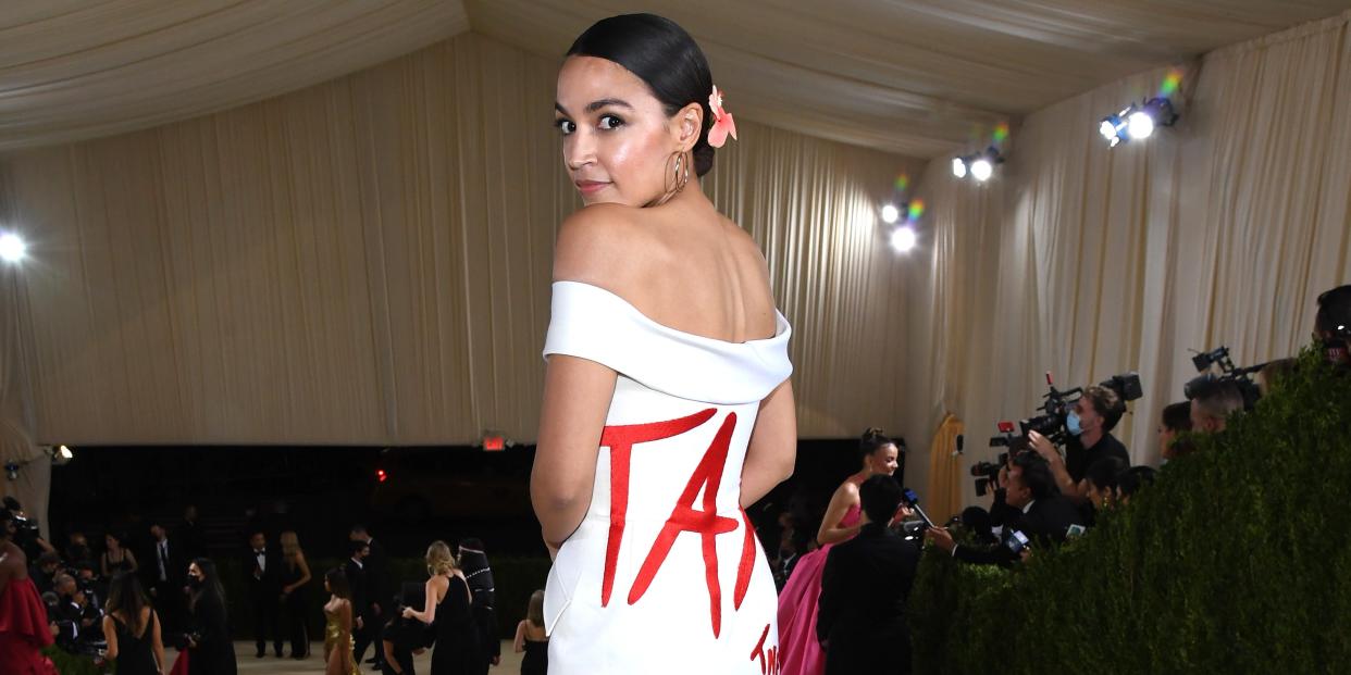 Alexandria Ocasio-Cortez at the 2021 Met Gala.