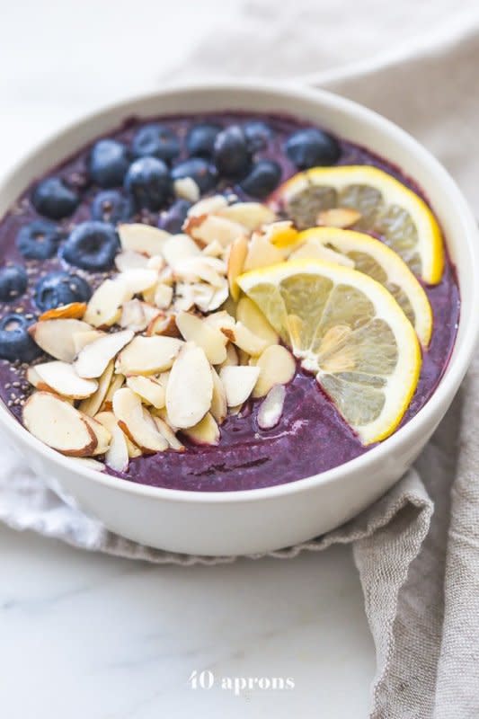 <p>This blueberry muffin smoothie bowl is sweet with a touch of lemon and vanilla, just like a blueberry muffin!</p><p><strong>Get the Ninja Creami recipe: <a href="https://40aprons.com/blueberry-muffin-smoothie-bowl-vegan-paleo/" rel="nofollow noopener" target="_blank" data-ylk="slk:Blueberry Muffin Smoothie Bowl;elm:context_link;itc:0;sec:content-canvas" class="link ">Blueberry Muffin Smoothie Bowl</a></strong></p><p><strong>Related: <a href="https://parade.com/1041485/kristamarshall/best-blueberry-season-recipes/" rel="nofollow noopener" target="_blank" data-ylk="slk:50 Best Blueberry Recipes;elm:context_link;itc:0;sec:content-canvas" class="link ">50 Best Blueberry Recipes</a></strong></p>