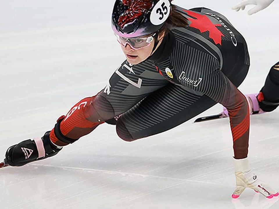 Kim Boutin of Sherbrooke, Que., earned her first speed skating gold medal of the World Cup season on Saturday, defeating Italy's Arianna Fontana in the women's 500 metres in Dordrecht, Netherlands. Last week, Fontana and Boutin went 2-3 in the distance in Hungary.  (Lintao Zhang/Getty Images/File - image credit)