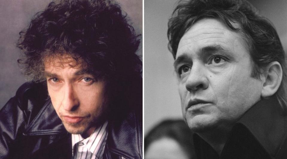 Sie waren damals schon beide Legenden, schätzten sich aber auch gegenseitig als Musiker und Freunde: Bob Dylan und Johnny Cash nahmen im Februar 1969 einige Lieder gemeinsam auf, das Duett "Girl In The North Country" erschien auf Dylans Countryalbum "Nashville Skyline" und wurde einer seiner größten Single-Hits. (Bild: Jack Kay/Daily Express/GI/Mark Seliger/Sony Music)