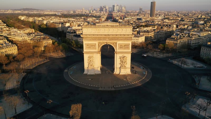 FILE PHOTO: An aerial view of deserted Paris during coronavirus disease outbreak