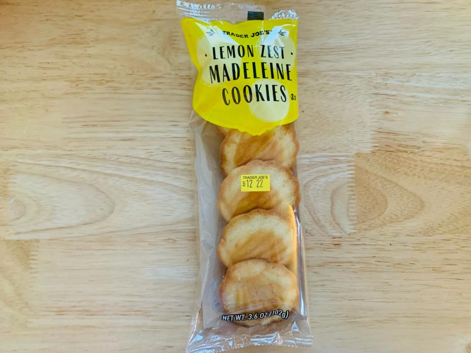 yellow and clear pack of trader joe's lemon madeleines