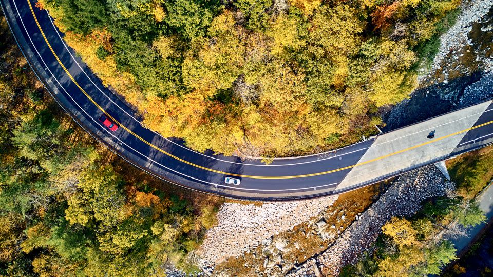 The Mohawk Trail Scenic Byway winds through autumn-colored Massachusetts. - haveseen/iStockphoto/Getty Images