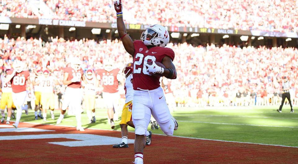 Stanford running back Bryce Love ran for 136 yards against USC. (AP)