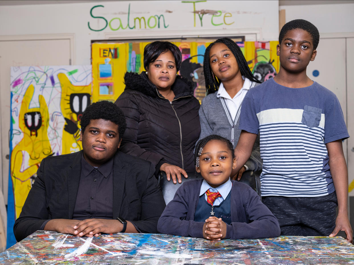 Glory Uhunarabona and her four children are pictured at the Salmon Youth Centre (Daniel Hambury/Stella Pictures Ltd)