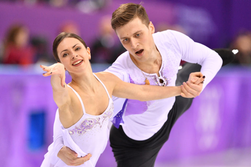 Natalia Zabiiako and Alexander Enbert, pictured here at the 2018 Winter Olympics.