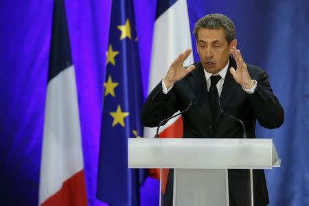 France's former president Nicolas Sarkozy attends a political rally as he campaigns for the leadership of the UMP political party in Lambersart, northern France, September 25, 2014. REUTERS/Pascal Rossignol