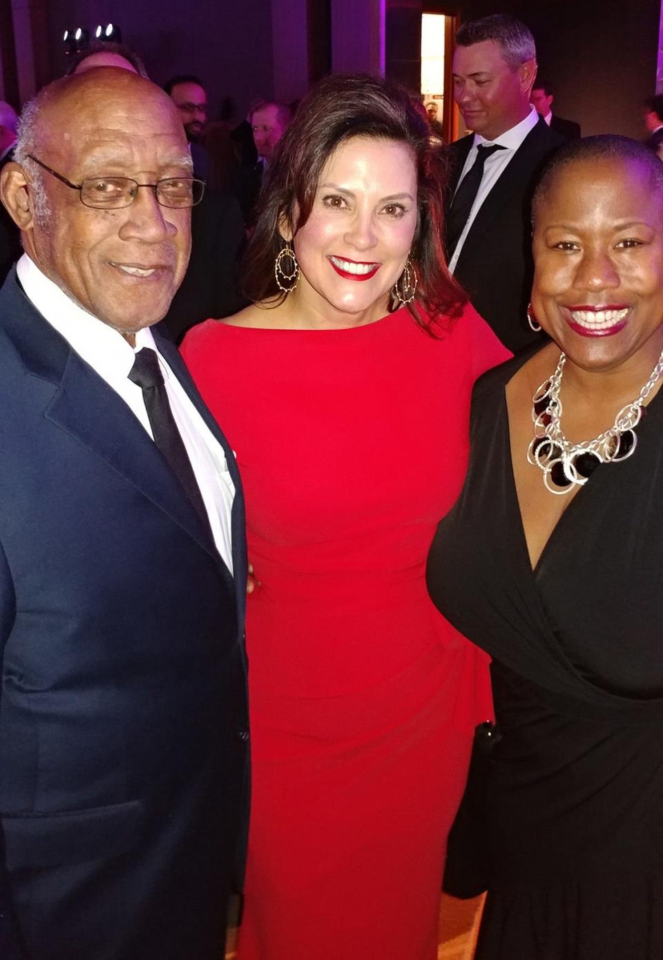Dr. Arthur Divers shares a moment with Gov. Gretchen Whitmer and his daughter Sheri Divers during the 2019 inaugural ball at Cobo Center. Dr. Divers' longtime civic service record has included being a Precinct Delegate in the 14th Democratic Congressional District.