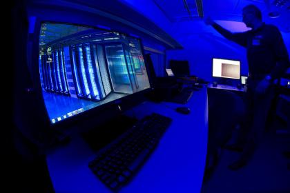 A member of the Cybercrime Center at Europol headquarters in The Hague: Credit AP