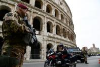 Security is tight in Rome as EU leaders meet on the 60th anniversary of the bloc's founding with snipers on rooftops, drones in the skies and 3,000 police on the streets