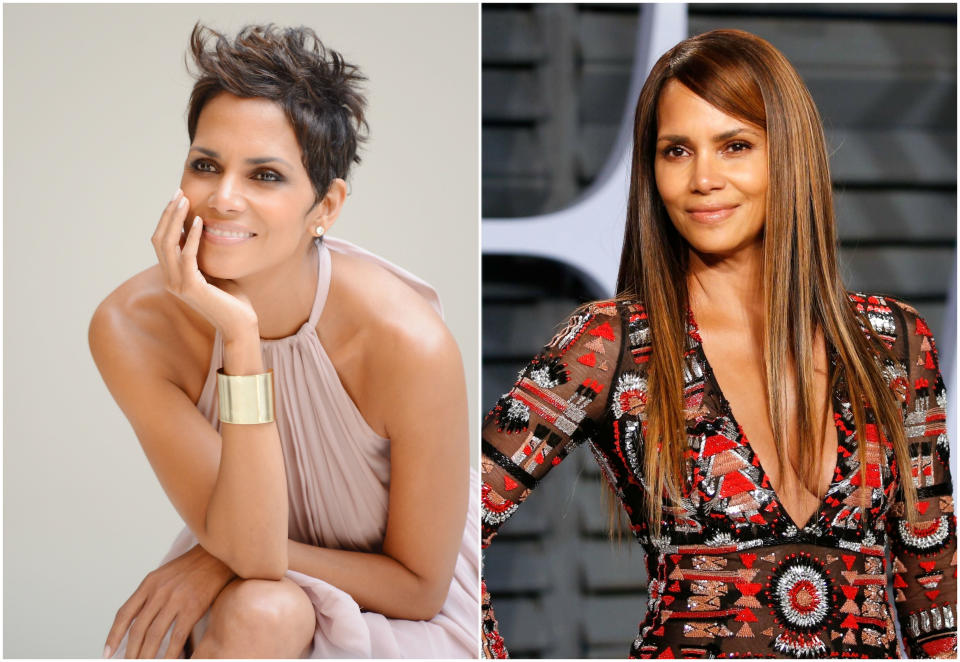 <p>Y lo mismo pensamos del pelo de Halle Berry, que ahora ha vuelto a ser largo y liso. ¿Se lo volverá a cortar? (Foto: Gtres / Reuters). </p>