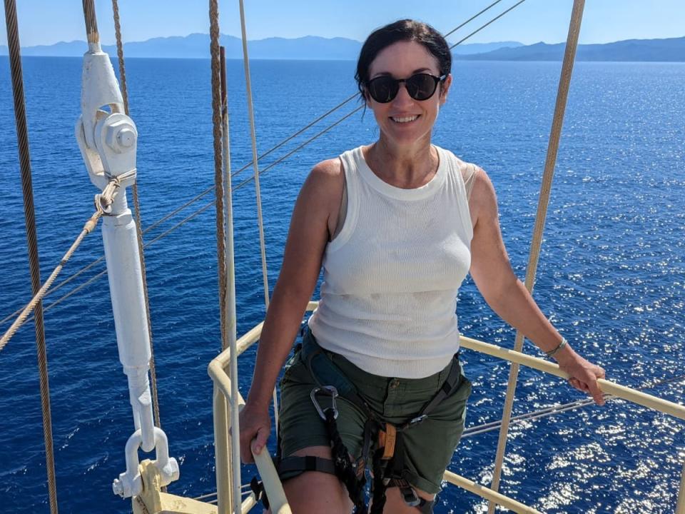 Laura Kiniry author photo, "I went on a tall sailing ship in the French Riviera for a week and felt transported to a bygone era. "